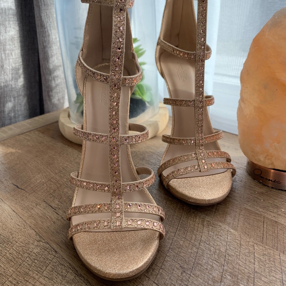 Gold bling cage heels size 8